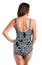 Maxine One Piece Native Vines V-Neck Swimsuit in Black, alternate view