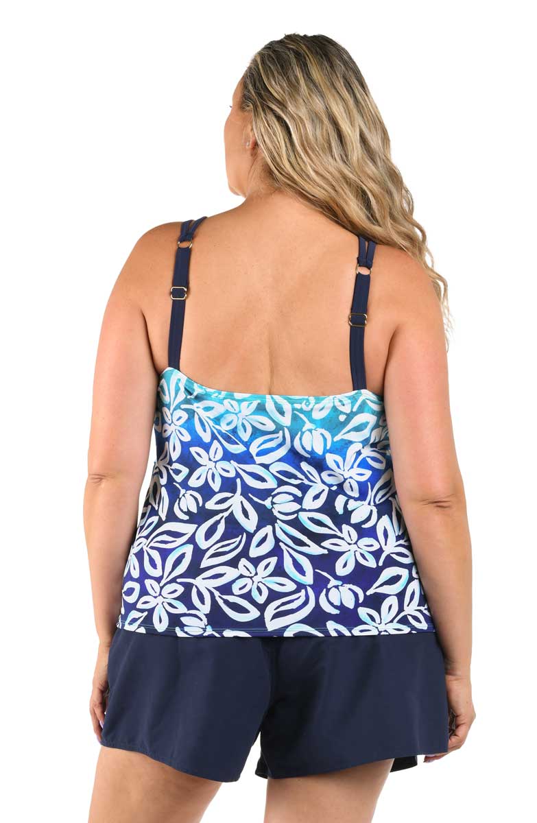 Maxine: Plus Size Into The Lagoon High Neck Tankini Top