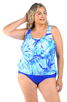 Maxine: Plus Size Pacific Palms Banded Scoop Blouson Top