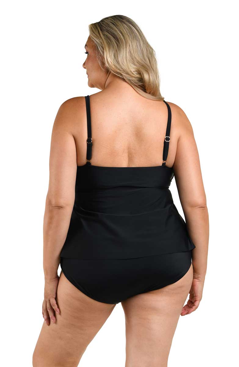 Maxine: Plus Size Solids Double Tiered Tankini Top