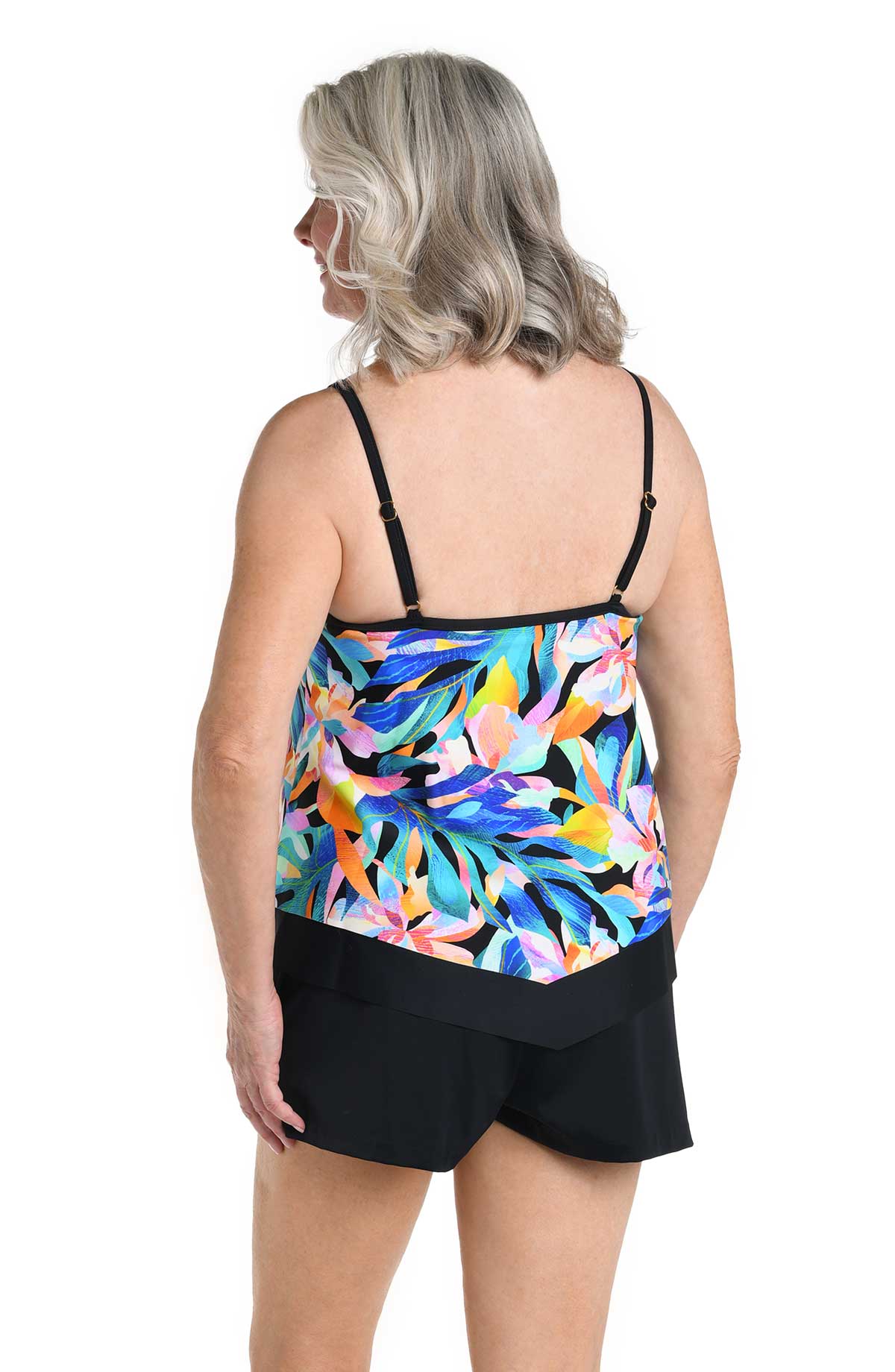 Maxine: Sunset Isle Over The Shoulder Flutter Tankini Top