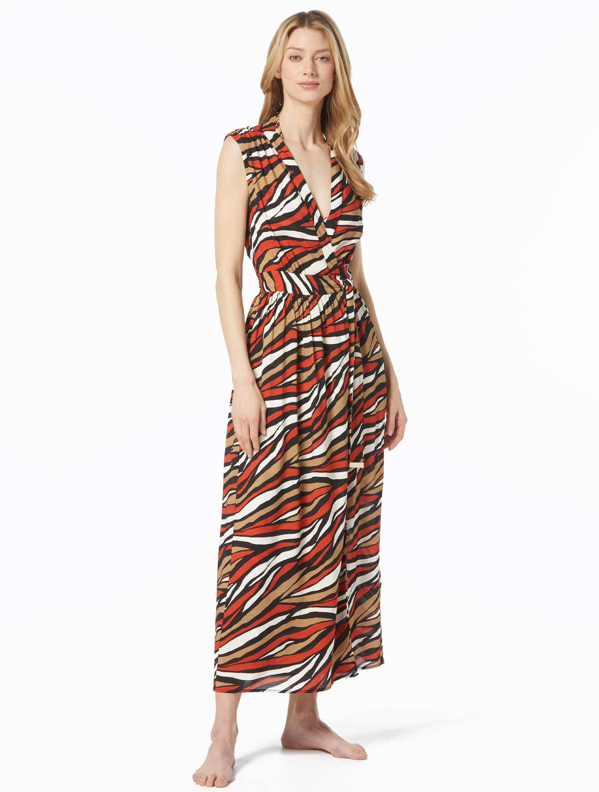 Michael Michael Kors: Tiger Wrap Cover Up Dress TERCOTTA / XS Michael Michael Kors: Tiger Wrap Cover Up Dress TERCOTTA / XS
