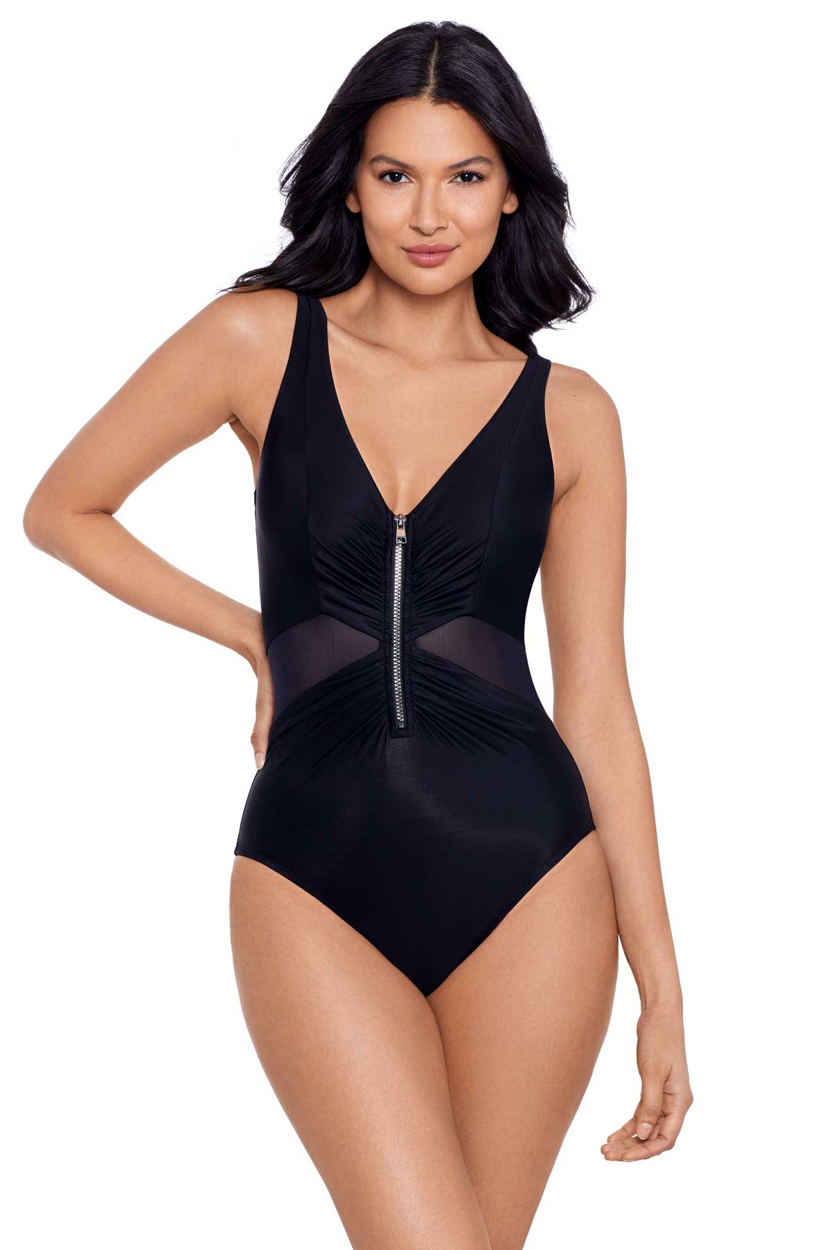 Miraclesuit: One Piece Network News Vive Zip Up Swimsuit