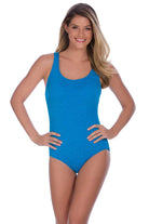 Penbrooke: One Pice Chlorine Resistant Cross Back Maillot - SEA BLUE