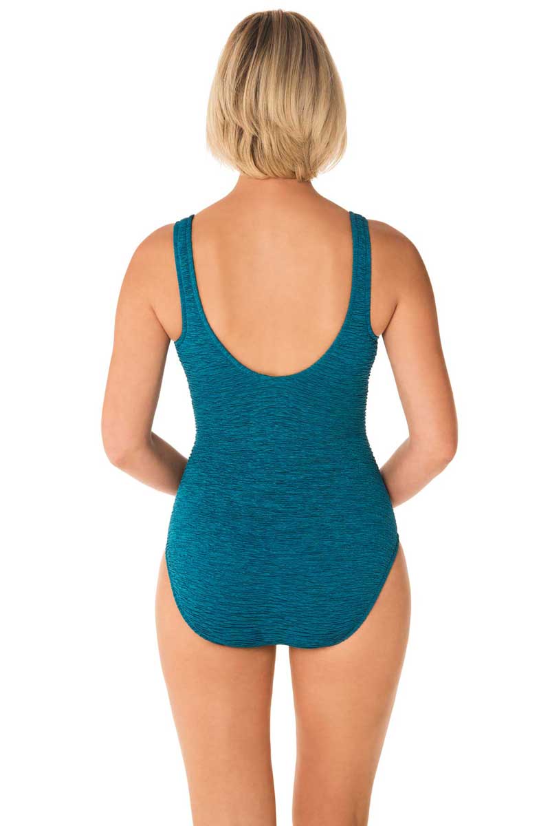 Penbrooke :One Piece Krinkle Chlorine Resistant Cross Over Swimsuit - COSMO