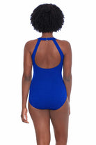 Pennbrooke: One Piece Krinkle Mastectomy High Neck Mio Swimsuit - ROYAL