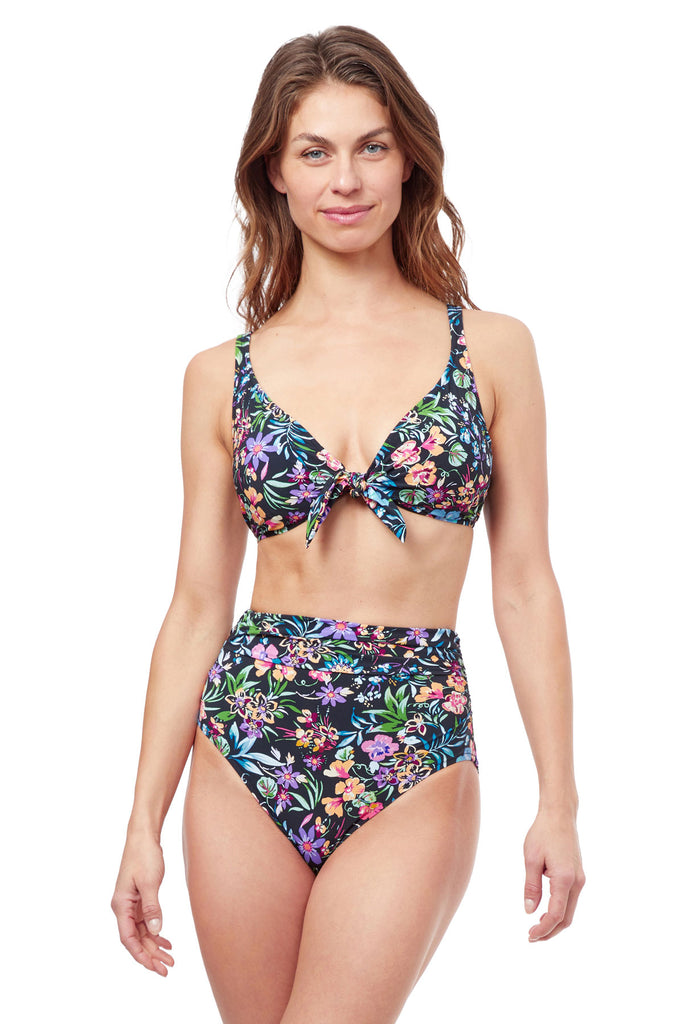 Profile: Flora Tie Front Underwire Bra Bikini Top