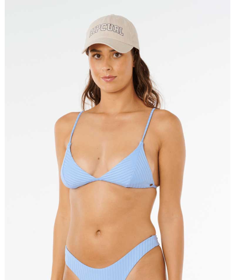 Rip Curl: Premium Surf Banded Fixed Triangle Bikini Top - LT.BLUE