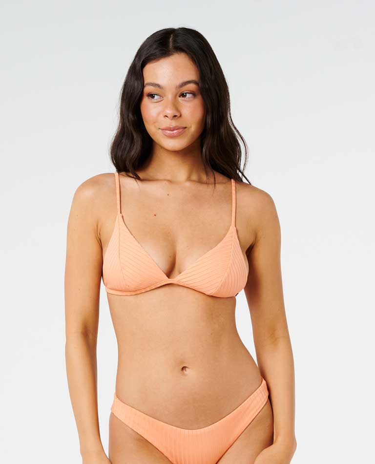 Rip Curl: Premium Surf Banded Fixed Triangle Bikini Top - PAPAYA
