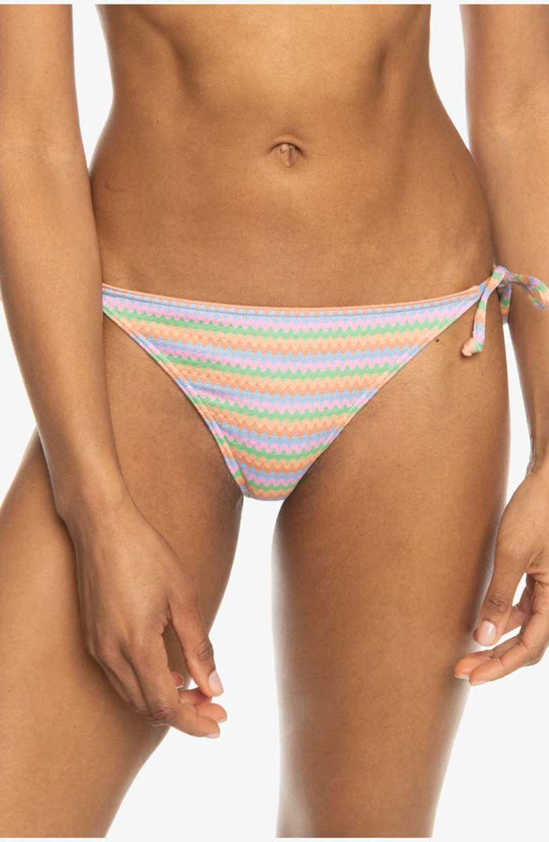 Roxy: Wavy Stripe Cheeky Side Tie Bikini Bottom