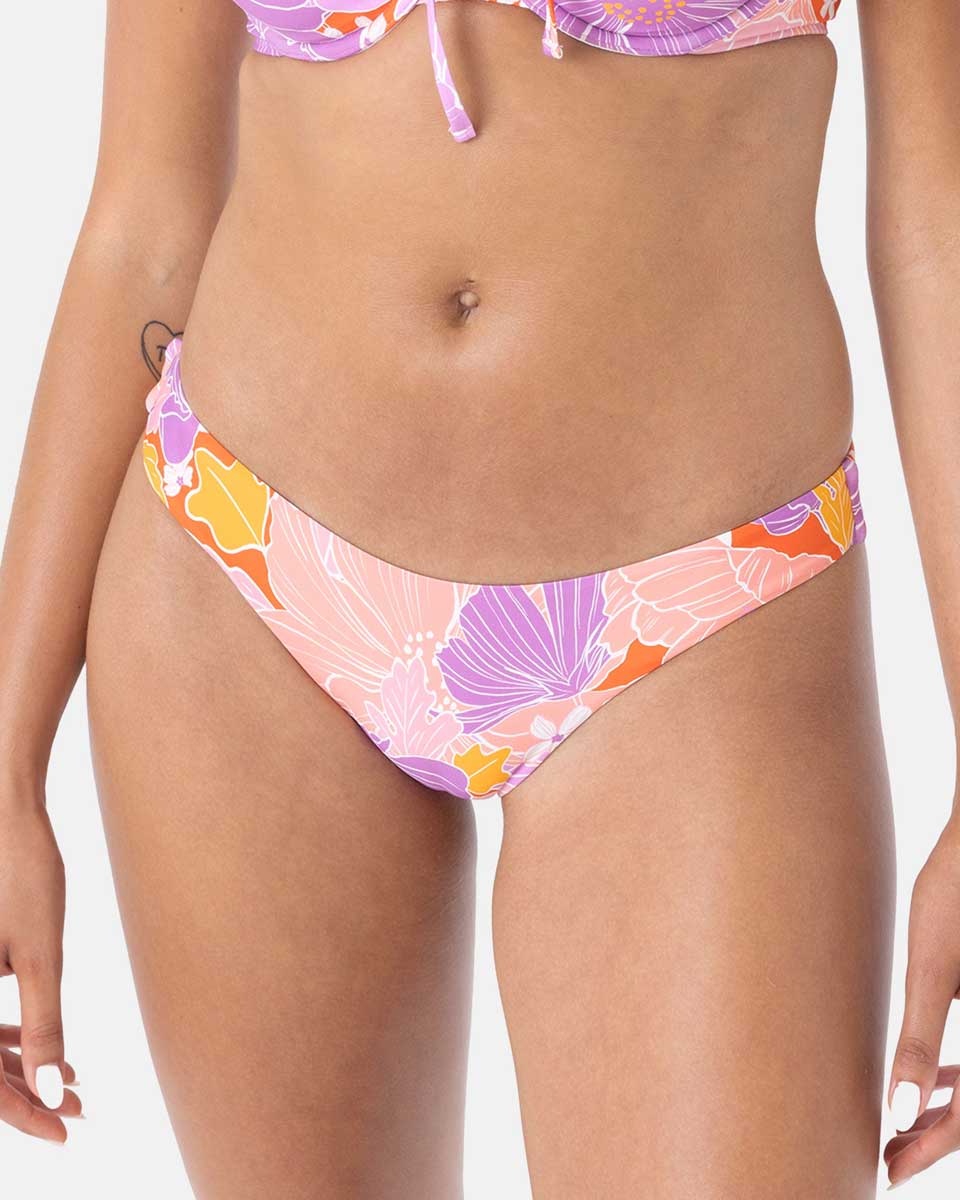 Roxy: Bell Bottom Blooms Hipster Shirred Cheeky Bikini Bottom