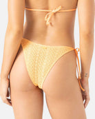 Roxy: Crochet Tie Side Cheeky Bikini Bottom - POPPY