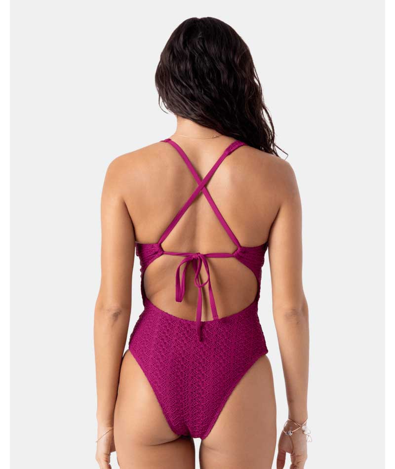 Roxy: One Piece Solid Crochet Plunge Mio