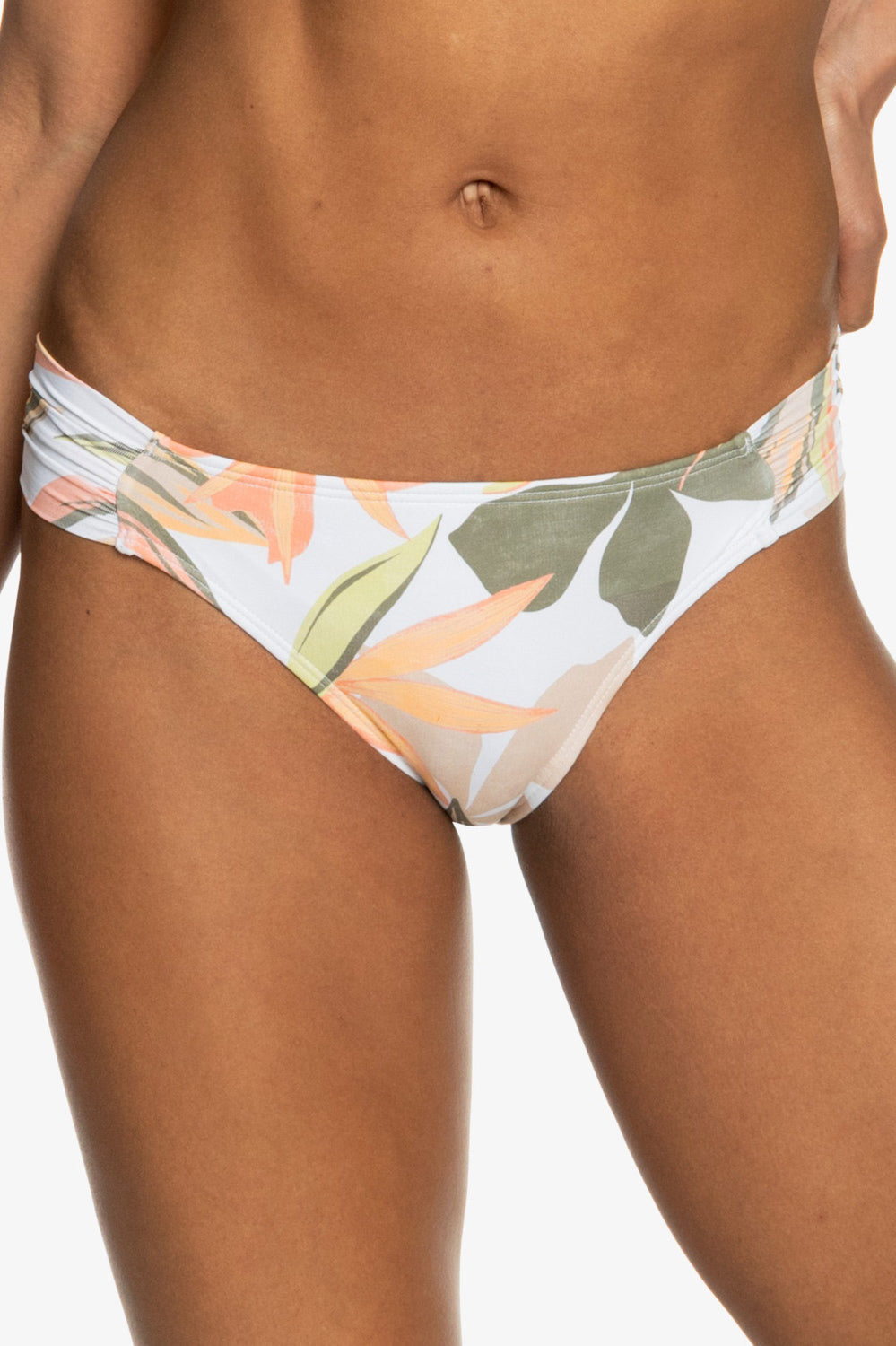 Roxy: Printed Beach Classics Moderate Bikini Bottom - BRIGHT WHITE FLOWER