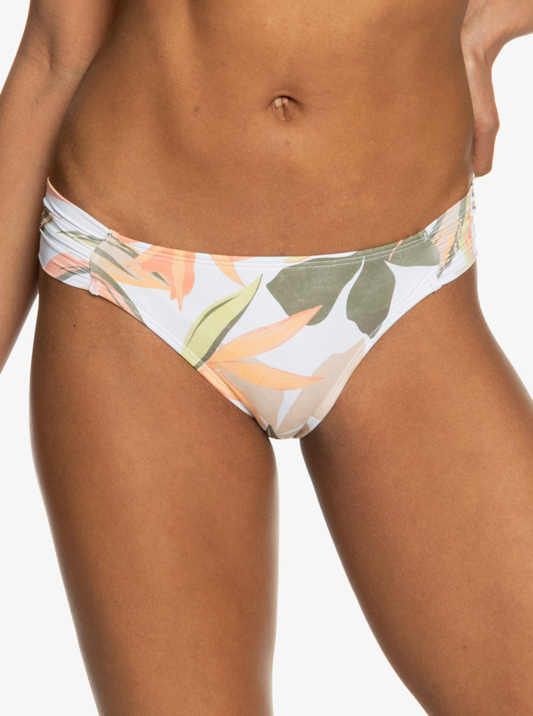 Roxy: Printed Beach Classics Moderate Bikini Bottom - BRIGHT WHITE FLOWER
