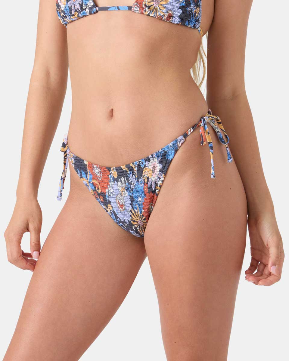 Roxy: Soulflower Smocked Tie Side Cheeky Bikini Bottom