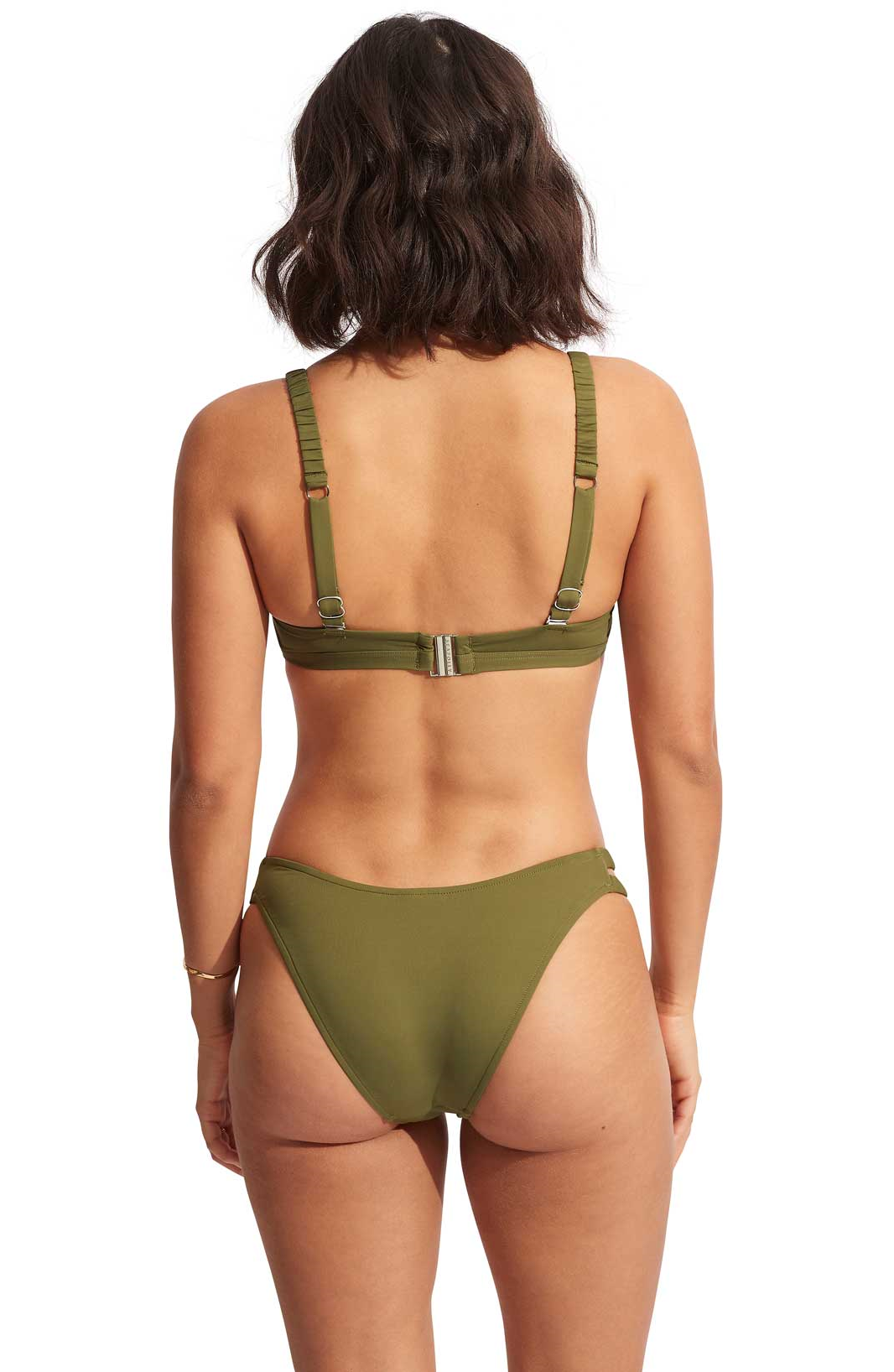 Seafolly: Solid Gathered Strap Bralette Top - AVOCADO