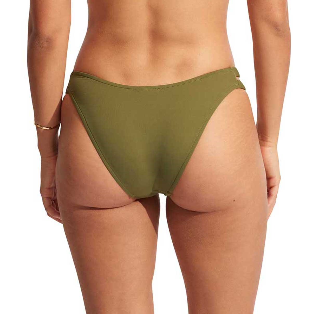 Seafolly: Solid Gathered Tab Skimpy Bottom - AVOCADO