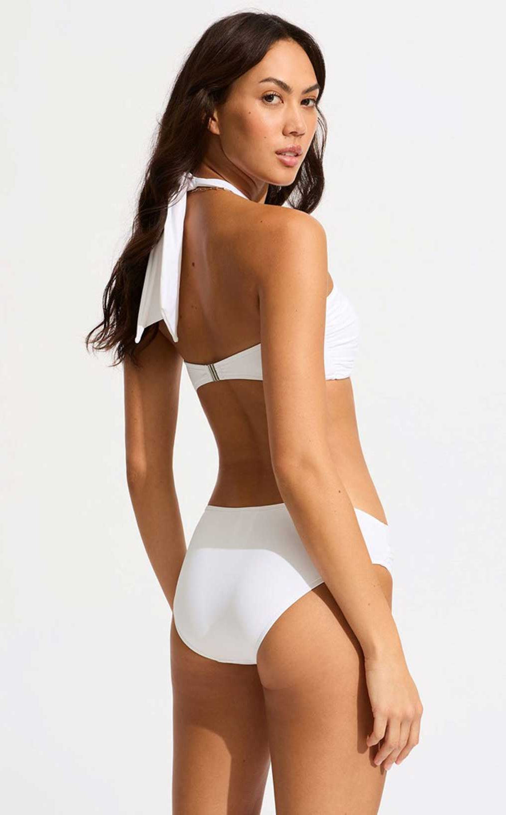 Seafolly: Solid Halter Bandeau Bikini Top - WHITE