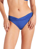 Seafolly: Solid Twist Band Hipster Pant - AZURE