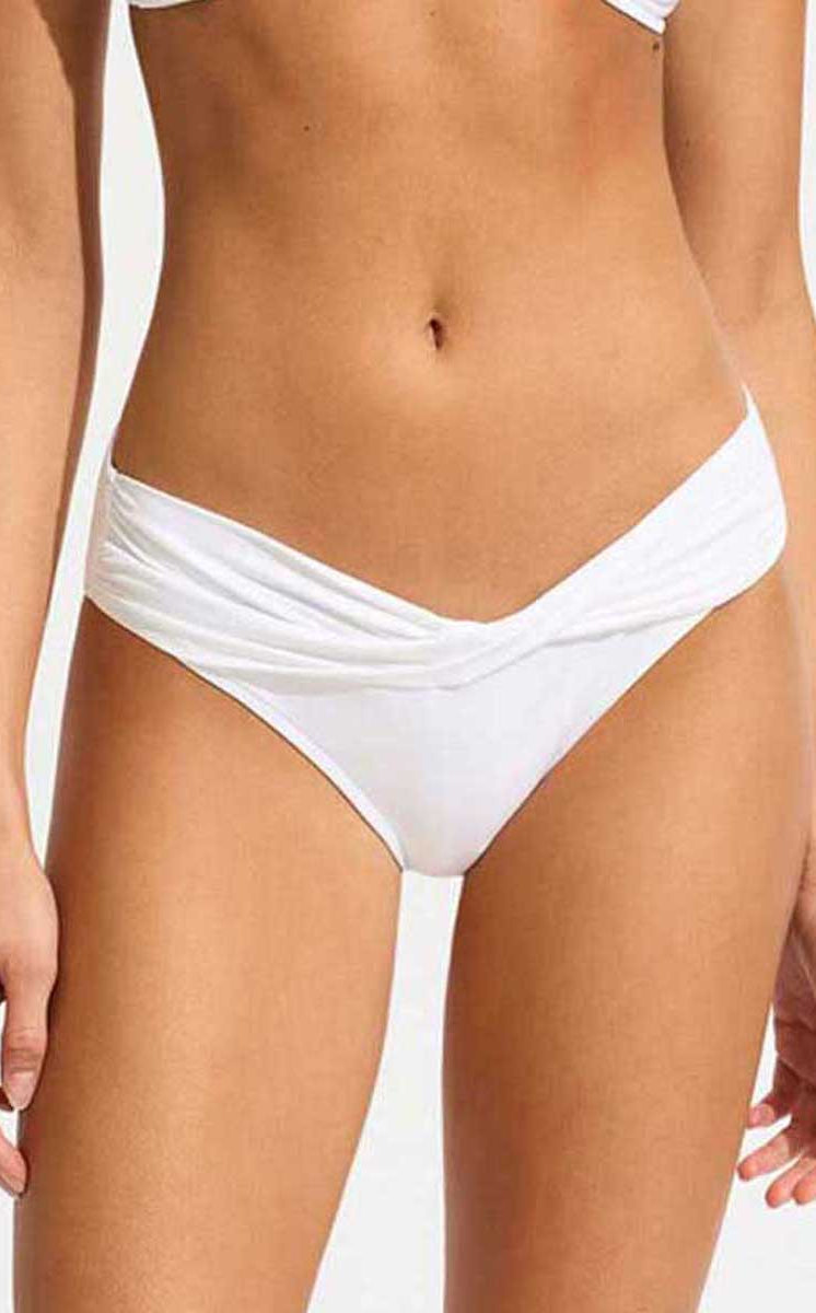 Seafolly: Solid Twist Band Hipster Pant - WHITE