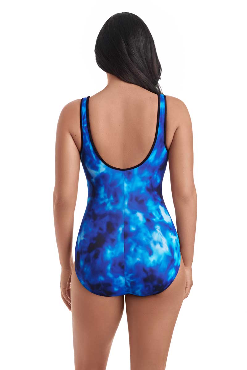 ShapeSolver: One Piece Laguna Waters Shirred Zipper Tank Swimsuit