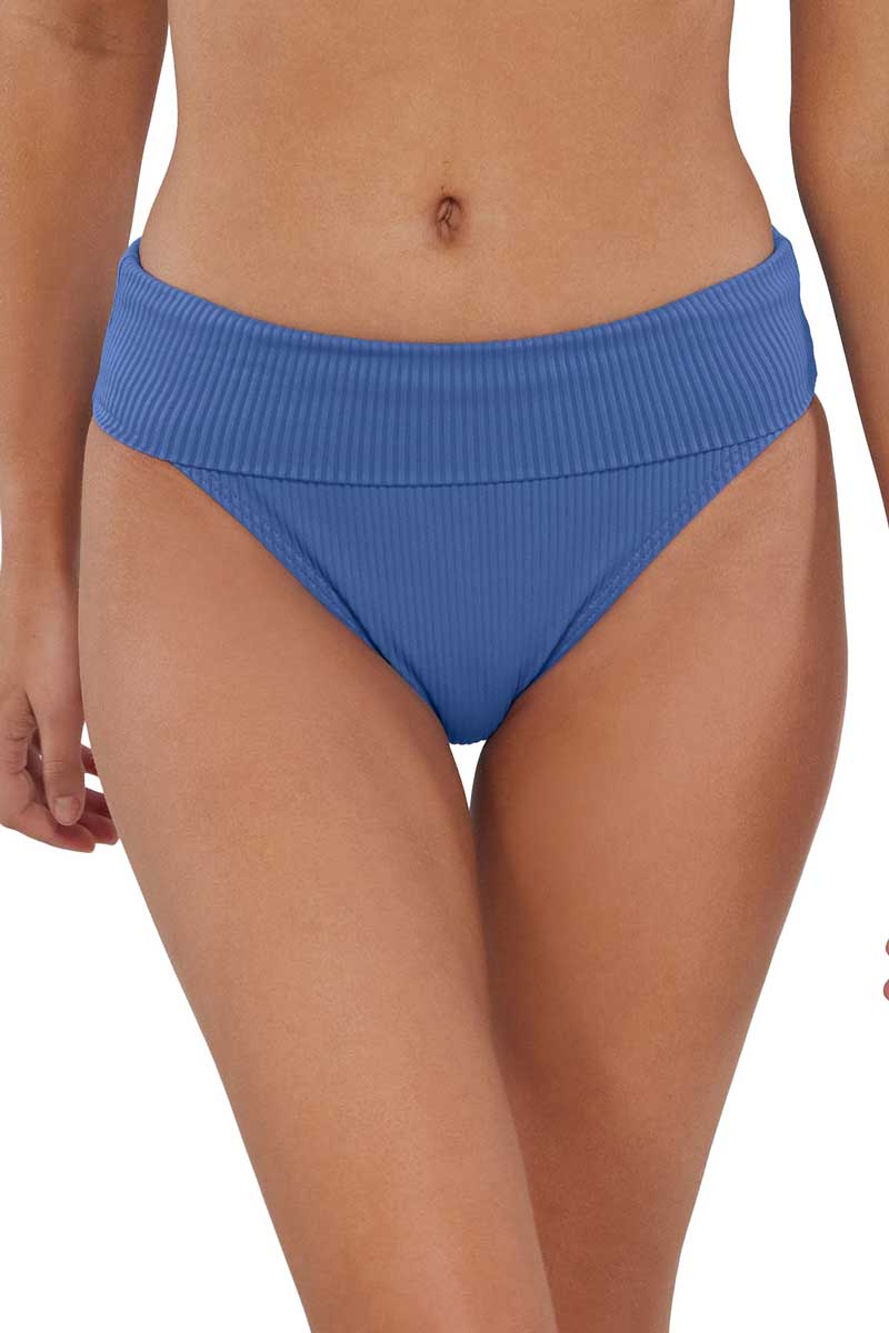 Sunsets: Harbor Blue Sandbar Rib Hannah High Waist Bottom