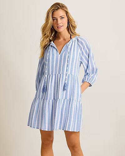 Tommy Bahama: Bali Breeze Stripe Tiered Dress