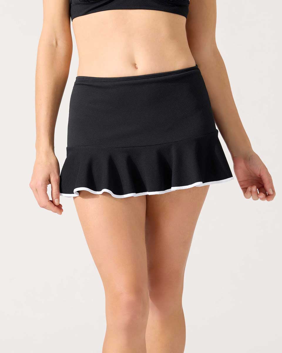 Tommy Bahama: Island Cays Flounce Skirted Bikini Bottom - BLACK