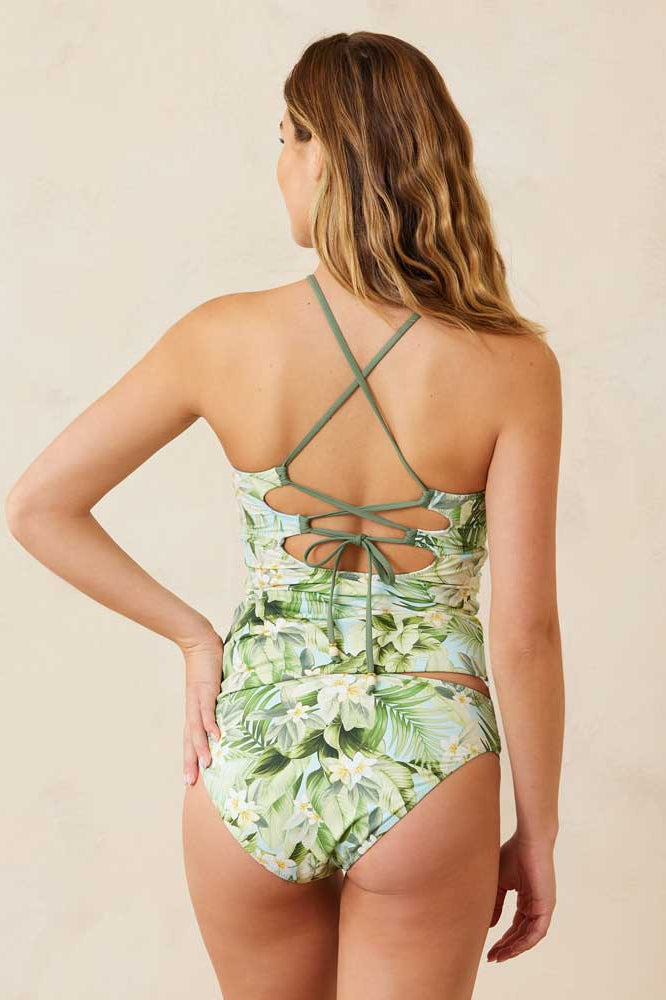 Tommy Bahama: Paradise Fronds Reversible High Neck Tankini Top