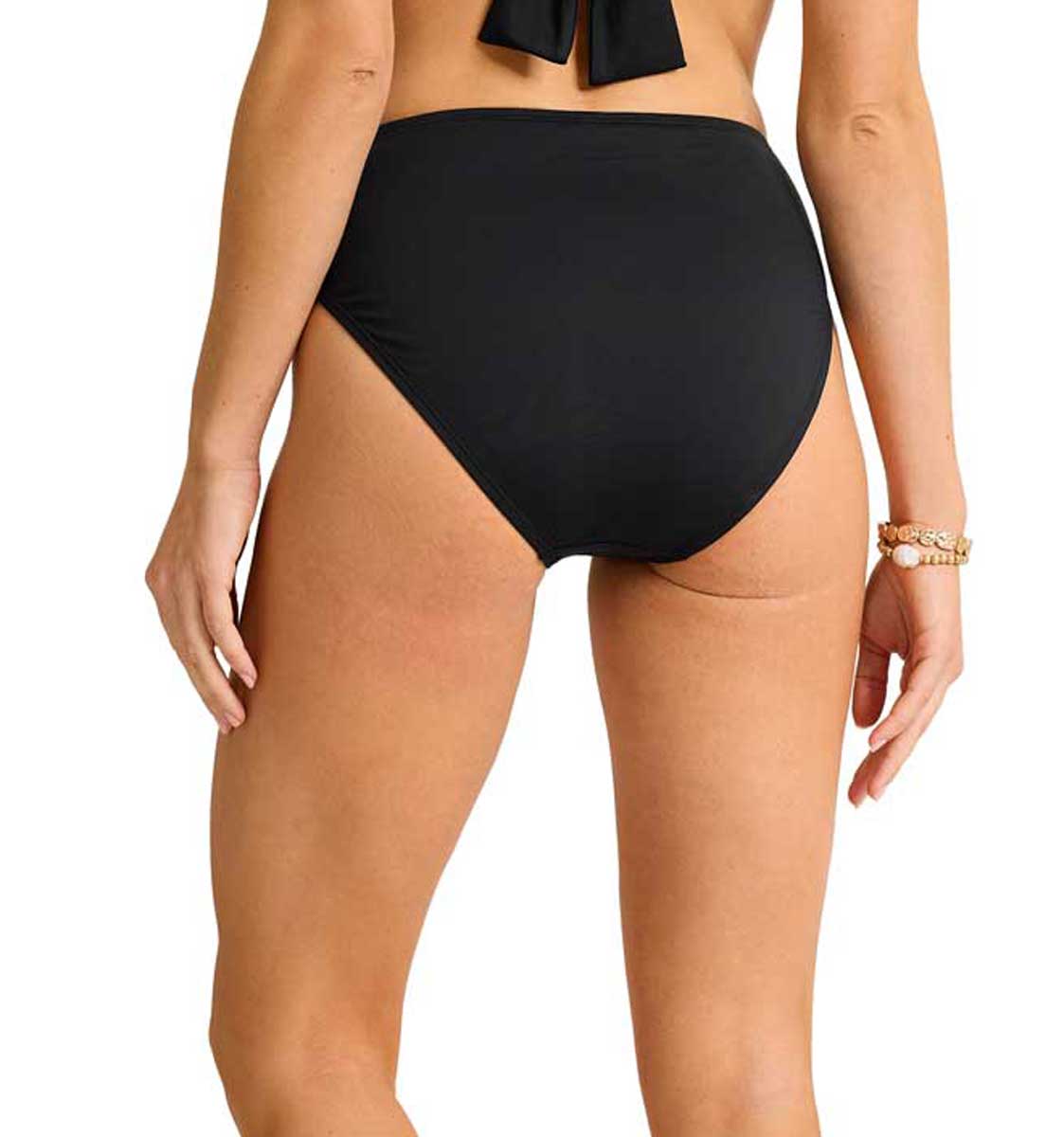 Tommy Bahama: Pearl Solid Pearl High Waist Shirred Bikini Bottom - BLACK