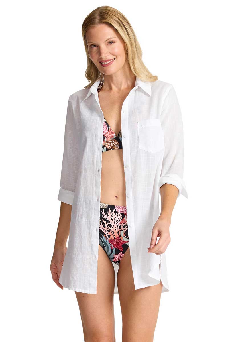 Tommy Bahama: Shoreline Cotton Biyfriend Bioyfriend Beach Shirt