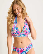 Tommy Bahama: Watercolor Floral Reversible Halter Bikini Top