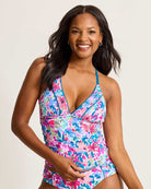 Tommy Bahama: Watercolor Floral Reversible Halter Tankini Top