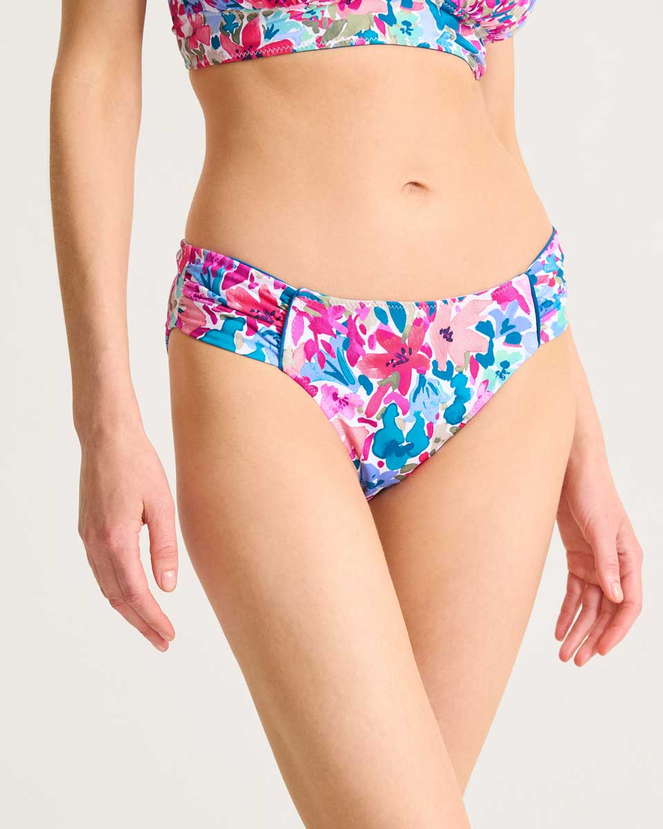 Tommy Bahama: Watercolor Floral Reversible Shirred Hipster Bikini Bottom