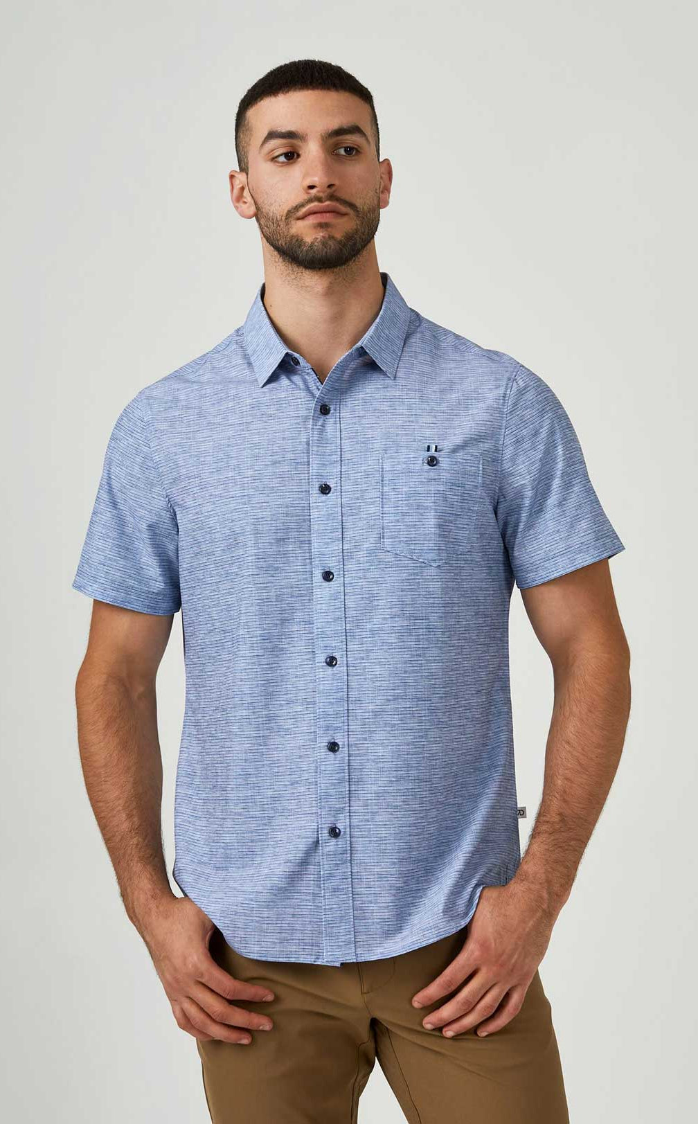 7 Diamonds: Terrace Short Sleeve Shirt - BLUE