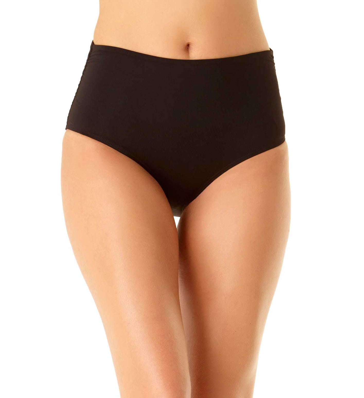 Anne Cole: Solid Convertible High-Low Shirred Bikini Bottom