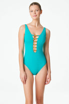 Bleu: One Piece Solid Kore Lace Down Mio - COZUMEL