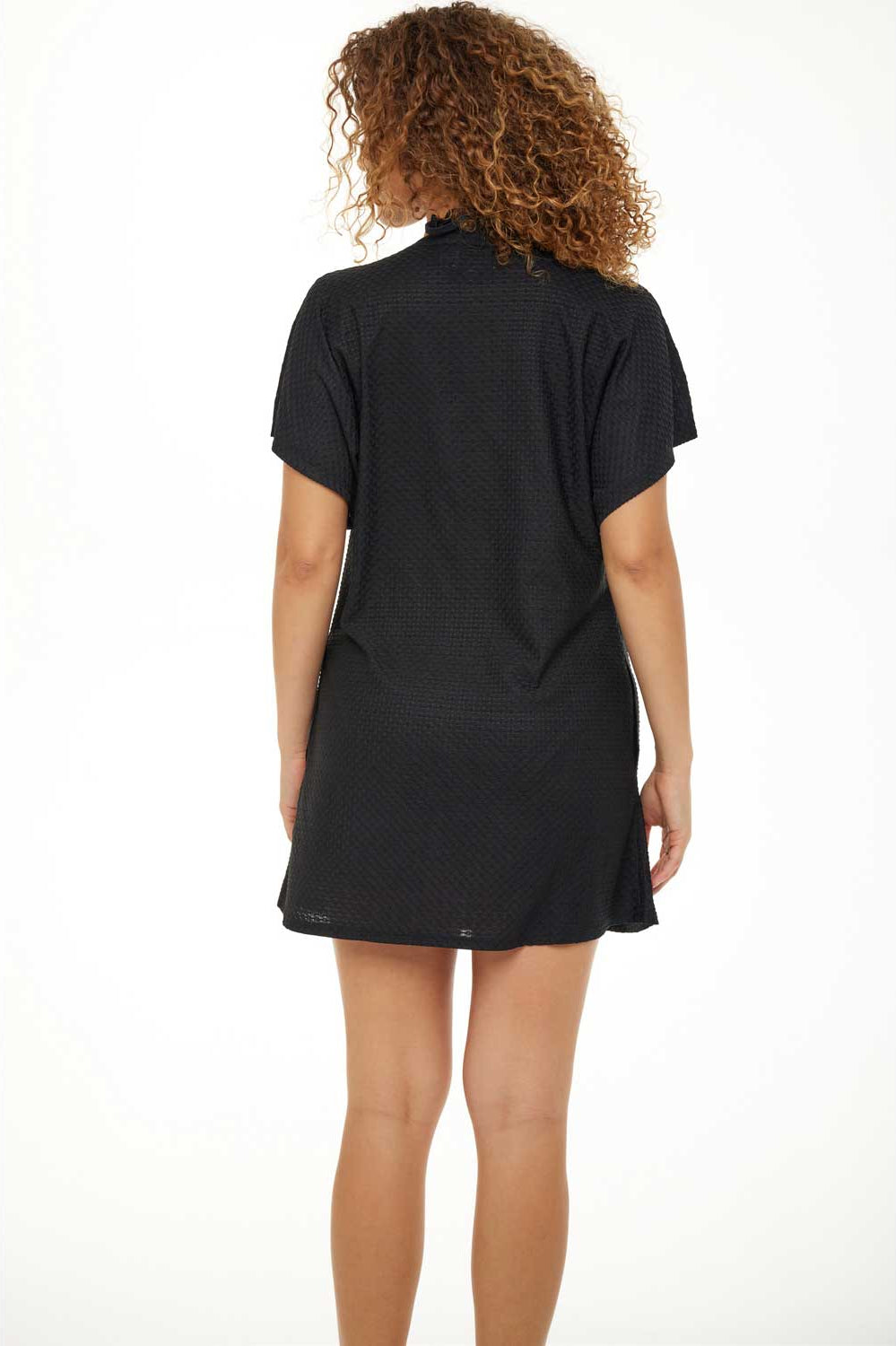 Jordan Taylor: Waffle Pocket Button Front Dress - BLACK