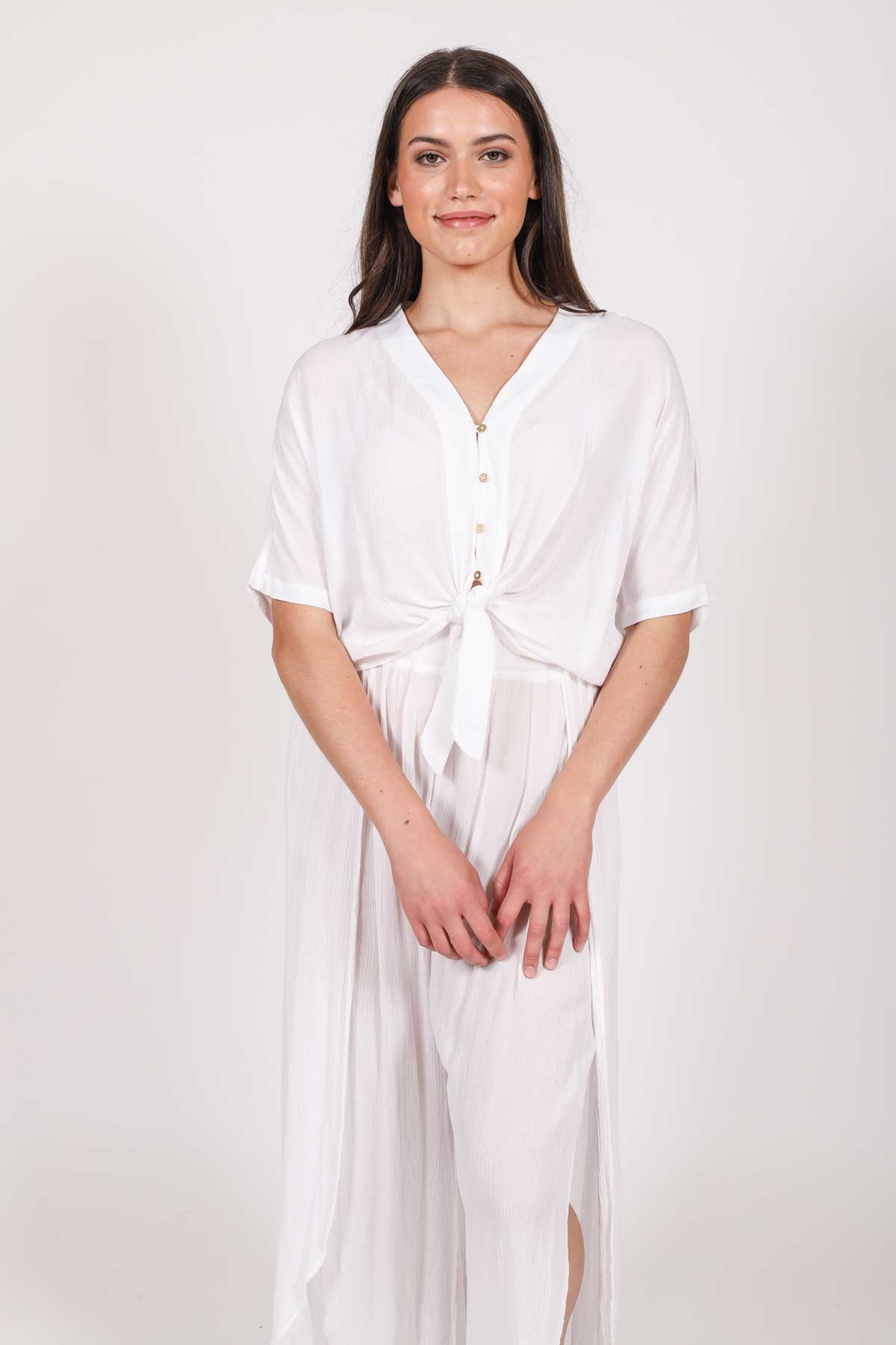 Koy Resort: Miami Tie Front Top - WHITE