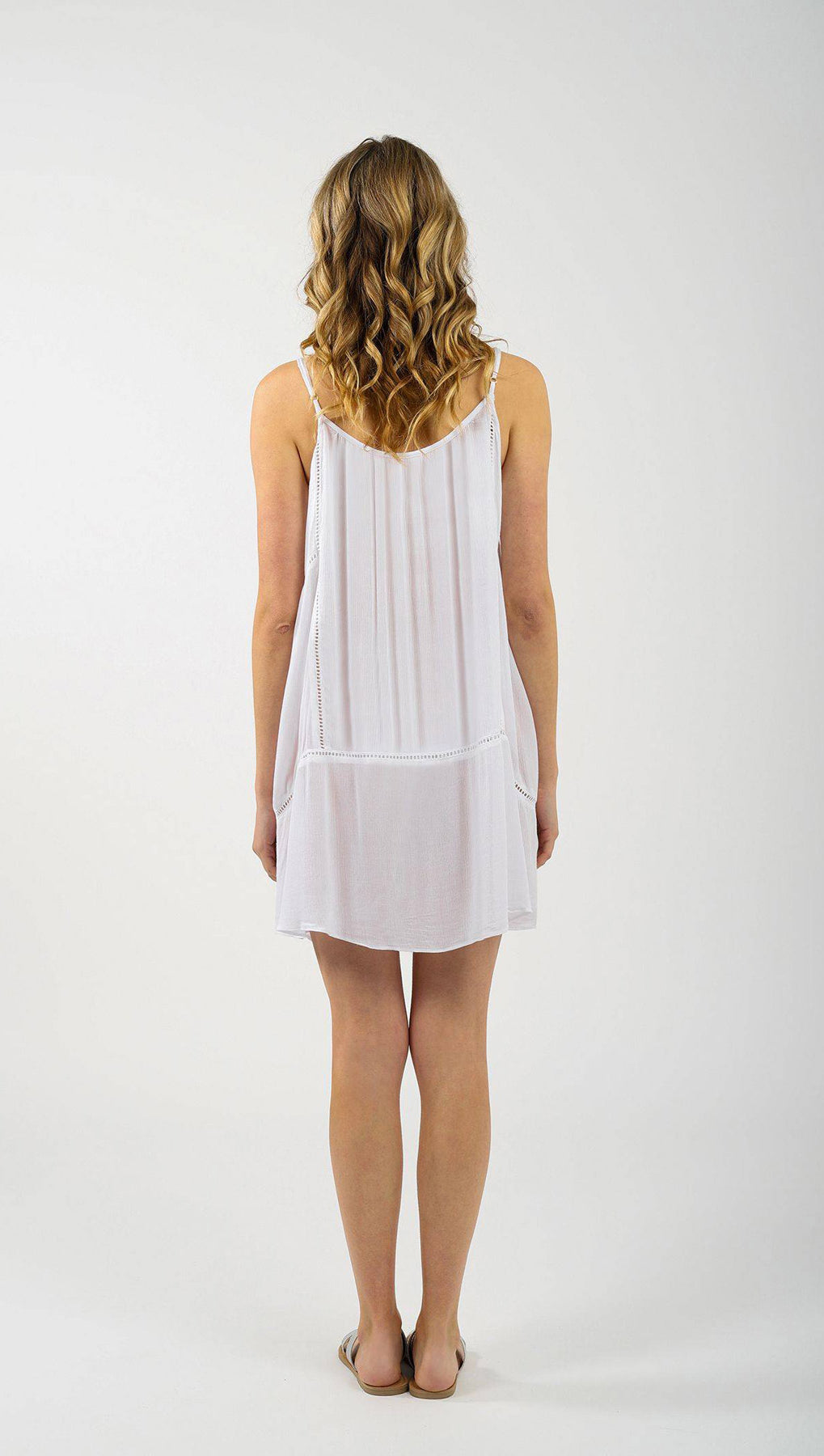 Koy Resort: Miami Solid Button Mini Dress - WHITE