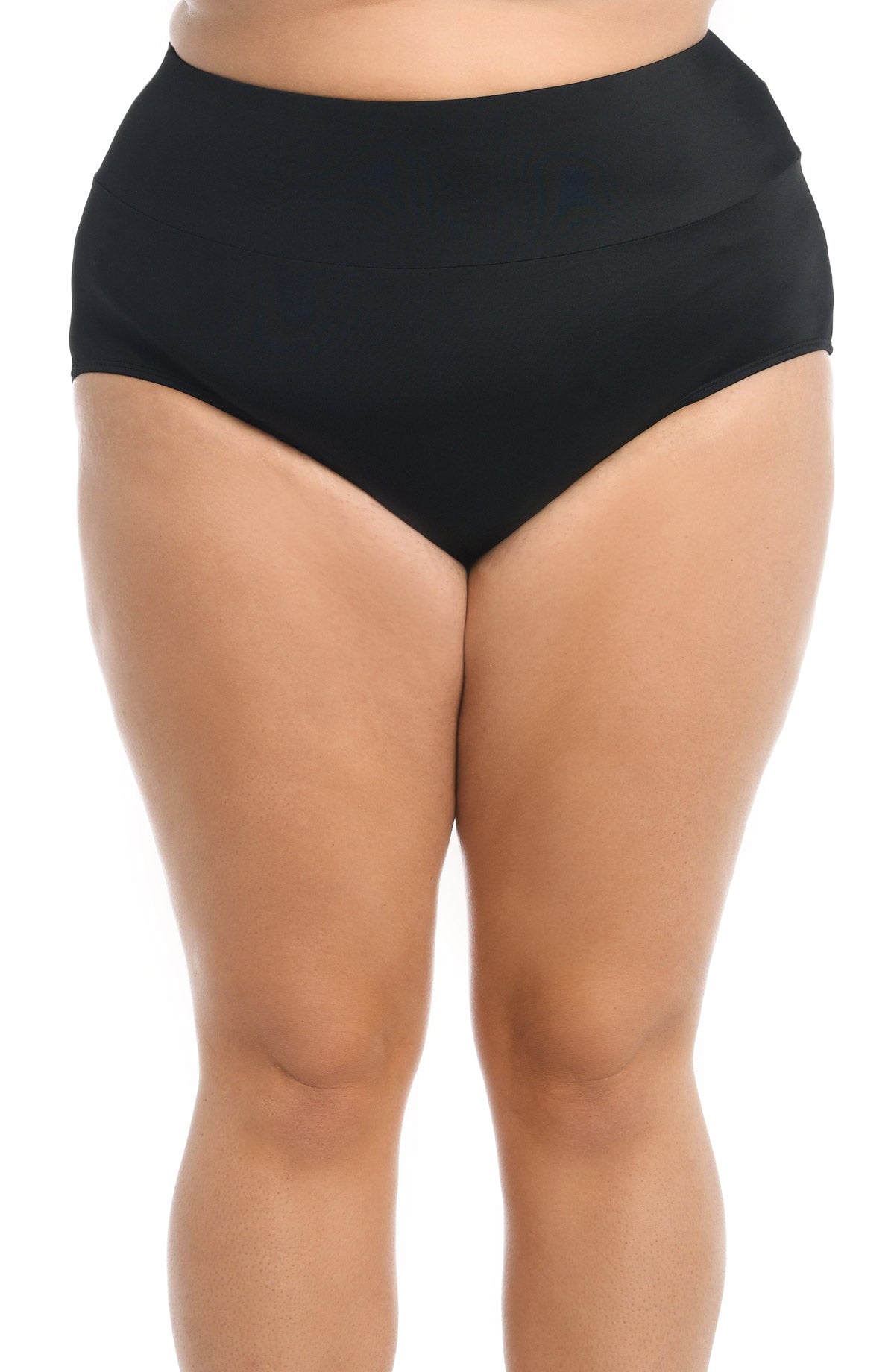 Maxine Plus Solid Wide Band Full Brief - BLACK