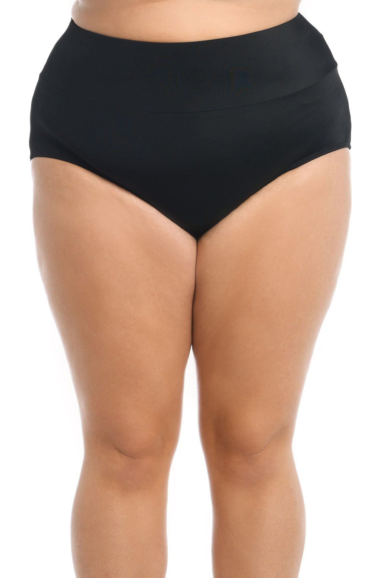 Maxine Plus Solid Wide Band Full Brief - BLACK