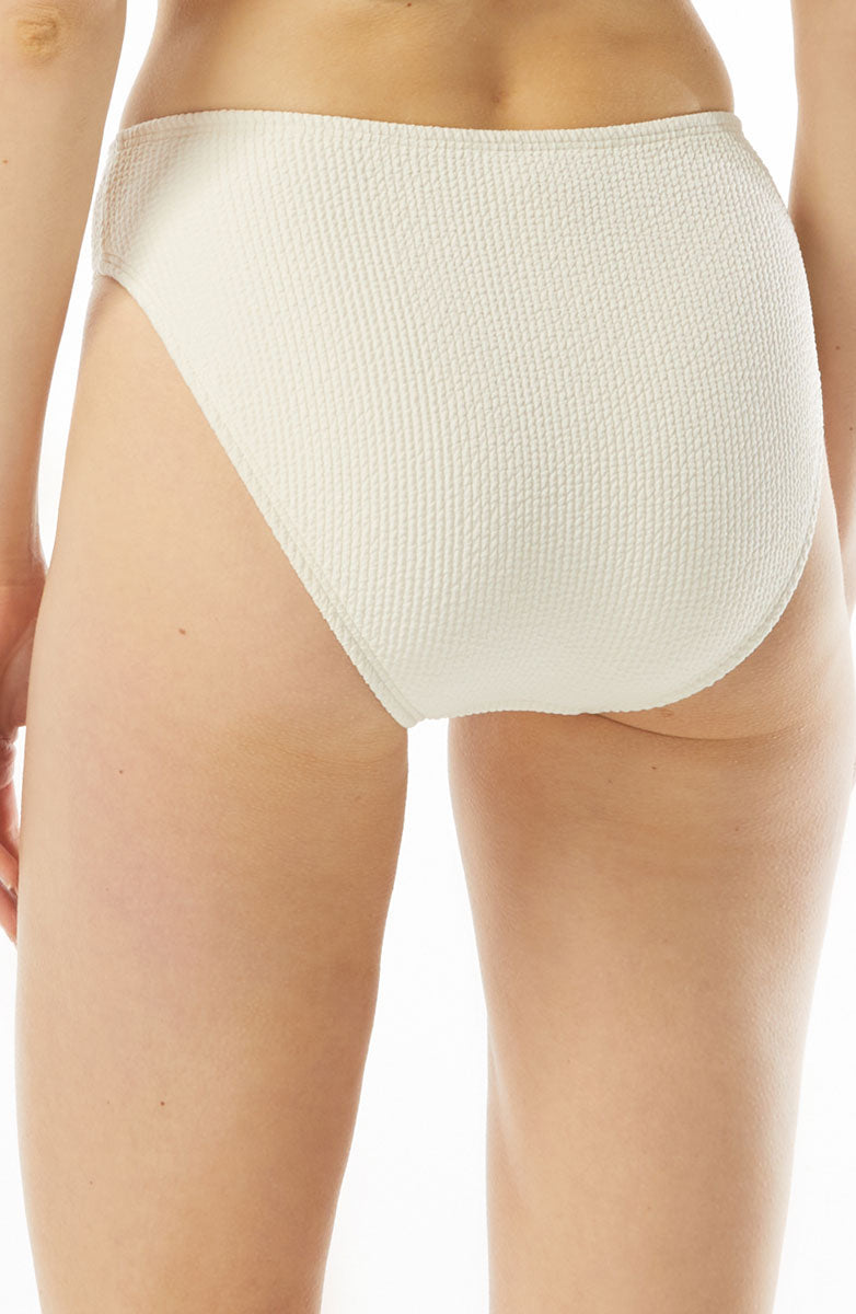 Michael Kors: Decadent Texture High Leg Bikini Bottom - BONE