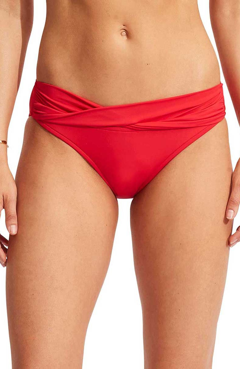 Seafolly: Solid Twist Band Hipster Pant - CHILIRED