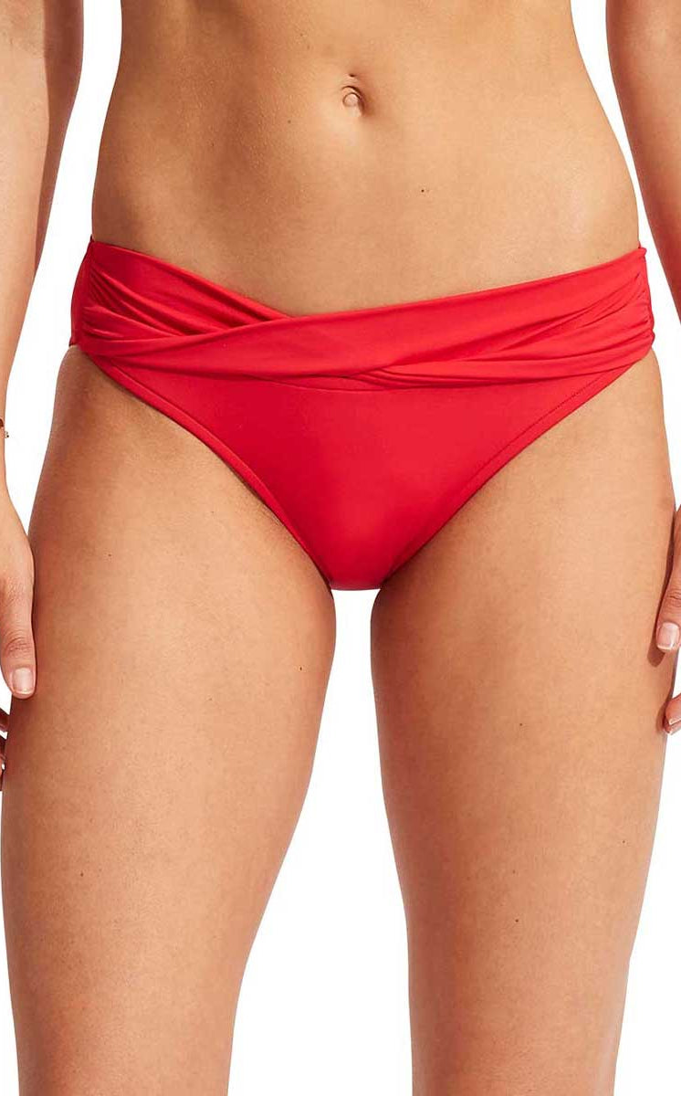 Seafolly: Solid Twist Band Hipster Pant - CHILIRED