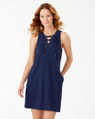 Tommy Bahama: Pique Colada Lace-Up Dress - MARE NAVY