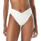 VINCE CAMUTO: RIPPLE EFFECT TIE FRONT CROPPED BIKINI TOP - IVORY